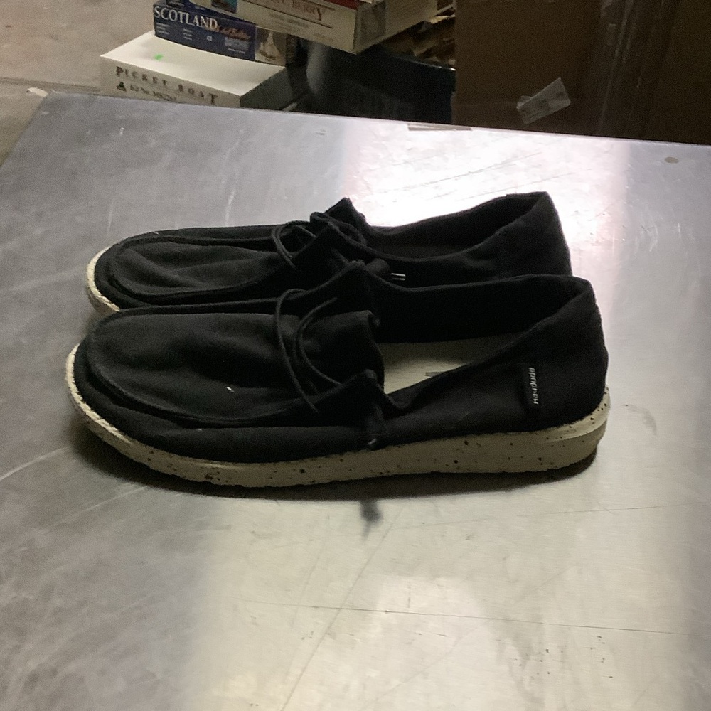 Hey Dude Black Slip-On Loafers with Speckled White Sole